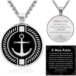 Kal-Cadeau Saint Valentin Homme, Collier Homme En Acier Inoxydable 316l Avec Gravure Je T'aime Cadeau Amour Copain Petit Ami Mari Couple Anniversaire/Mariage/No&euml;l - Neuf