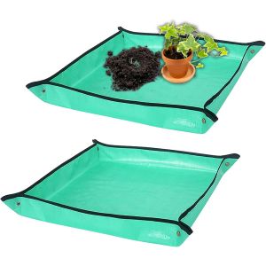 KALANKA-2 Pi&egrave;ce Tapis de Plantation de Jardin, Tapis de Jardinage Pliable, Jardin Imperm&eacute;able Pot Pad, pour Repiquage, Taille, Rempotage, 2 Tailles (100x100cm, 50x50cm, Vert) - Neuf