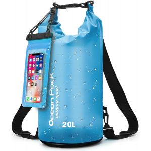 KALANKA-Sac Étanche avec Pochette Étanche & Sangles u2013 Sac à Dos Étanche pour Outdoor, Camping & Sports Nautiques | 5L, 10L, 20L | Léger & Résistant | Pochette Étanche Plage & Sac Étanche Paddle - Neuf