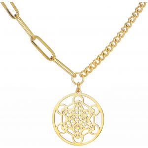 Kal-Collier Cube De Métatron Cube De Métatron Pendentif Géométrie Sacrée Sceaux De L'archange Ange Métatron Colliers De Déclaration Talisman De Protection Spirituelle - Neuf