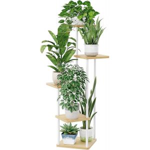 Nouvelhorizonstore-Support Plantes Int&eacute;rieur &Agrave; 5 Niveaux, Porte Plante Int&eacute;rieur Pour Plusieurs Plantes, &Eacute;tag&egrave;re Plante En M&eacute;tal Blanc, Porte Plante Ext&eacute;rieur (Blanc). - Neuf