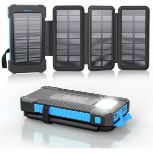 KALANKA-Chargeur Solaire 26800 mAh avec 4 Panneaux Solaires, Batterie Externe Solaire &eacute;tanche avec Charge Rapide USB-C 18W pour T&eacute;l&eacute;phones Portables, Tablettes, Ordinateurs. - Neuf