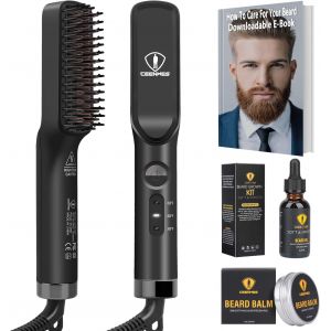 3 In 1 Men's Beard Brush With Beard Cream And Beard Oil For Styling Long And Short Hair - Neuf