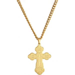 Kal-Collier Pendentif Croix Orthodoxe En Acier Inoxydable Collier Pendentif Croix Classique Bijoux Amulette Orthodoxe Russe Collier Religieux - Neuf