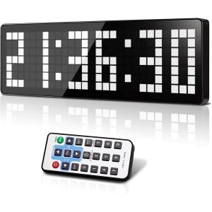 Jexnovashop-Fitness Minuteur, 13.2"" Horloge Murale Num&eacute;rique, Led Gym Timer Avec Countdown/Up Chronom&egrave;tre, Luminosit&eacute; R&eacute;glables,Timer Sport Avec T&eacute;l&eacute;commande Pour Home Fitness Bureau Cuisine - Neuf