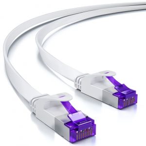 20M C&acirc;ble R&eacute;seau Plat Cat7 (Cat 7 Avec 10 Gbit/S) Gigabits - Rj45 Ethernet C&acirc;ble De Brassage C&acirc;ble D'Installation Plat - Pour L'Internet Routeurs Panneau De Raccordement - Blanc[Z1296] - Neuf