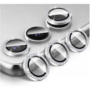 Protecteur D'objectif D'appareil Photo Diamant pour Samsung Galaxy A35/A55, 9H Protecteur de Couvercle de Cam&iquest;&iquest;ra en Verre Tremp&iquest;&iquest;, Anneau M&iquest;&iquest;tallique en Aluminium Individuel Bling - Neuf