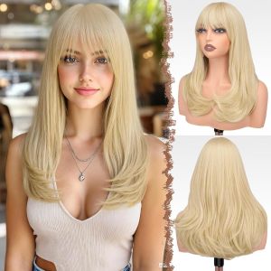 Ershi-Perruque Longue Avec Frange, Naturelle Synthétiques Blond Perruque De Cheveux Perruque Carnaval De Cosplay Pour Femme 45 Cm[48 - Neuf
