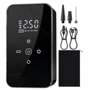 Compresseur electrique portable, gonfleur de pneus rechargeable a ecran tactile pour voiture, velo, moto, noir - Neuf