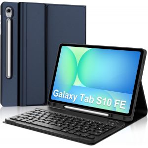 Coque Clavier Pour Samsung Tab S10 Fe 10.9"" 2025/S9 Fe 10.9"" 2023, Azerty Français Clavier Magnétique Détachable Bluetooth Pour Tablette Samsung Galaxy S10 Fe 10.9"" 2025, Bleu Foncé - Neuf