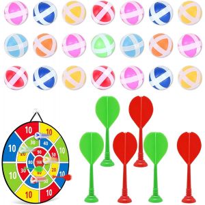 Fl&eacute;chettes avec 21 Balles Magiques-27 pi&egrave;ces,3.2 cm,Boules de Rechange pour Jeux de Fl&eacute;chettes et de Lance,Jeu de Balles avec Crochet et Boule Adh&eacute;sive,pour Enfants,Int&eacute;rieur et Ext&eacute;r - Neuf