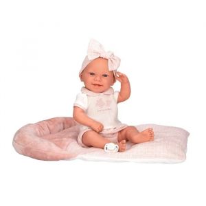 Poup&eacute;e Elegance 42 cm - Arias - Vinyle - Ensemble rose et blanc - Bandeau assorti - Coussin assorti - T&eacute;tine incluse - Neuf