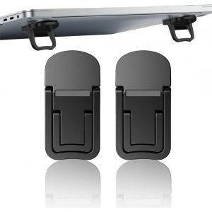 acdsgd-Lot de 2 Mini Supports pour Ordinateur Portable, rehausseur de Clavier Portable Pliable Invisible, en m&eacute;tal, Pieds pour Ordinateur Portable avec Silicone antid&eacute;rapant (Noir) - Neuf