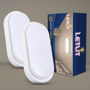 Subzonal-Plafonnier Led Ovale 2 Pack, 12w 1200lm Applique Murale Int&eacute;rieure, Ip54 Plafonnier Salle De Bain, 4000k Luminaires Int&eacute;rieur, Lampe Exterieur Eclairage Led Pour Garage Couloir Cave - Neuf