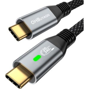 AYU-Câble USB C vers USB C, 20 Gbit/s, câble de données USB C 3.2 Gen2 x 2, 240 W, PD 3.1, câble de charge rapide 4K @ 60 Hz, transmission vidéo pour iPhone 15 Pro, Samsung Galaxy S22/S21, iPad Pro ( - Neuf