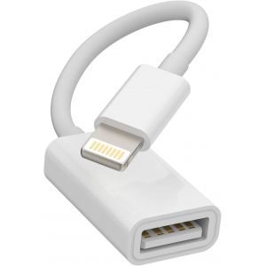 THEF-Adaptateur Lightning vers USB Flash pour iPhone OTG Convertisseur Dongle Appareil Photo Lecteur de Carte Clavier Souris Lecteur MIDI Hub Piano Data Sync Compatible avec Apple 14 Pro Max pour iPa - Neuf