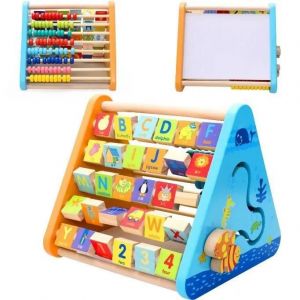 Centre activité bébé multijeux Montessori-Triangle activité en bois - Boulier,Alphabet,labyrinthe,Horloge-Cadeau enfants 5 en 1. - Neuf