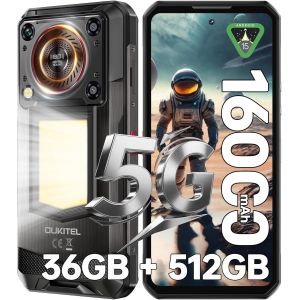 Telephone Portable Incassable 5G OUKITEL WP56 36GO RAM+512GO ROM 6.8" FHD+ 120Hz 16000mAh Camping 1000LM NFC/OTG/Dual SIM Noir - Neuf