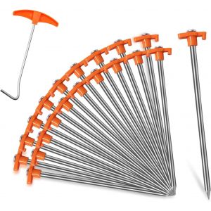 20 X Steel Tent Pegs,Stable Tent Pegs,Anti-Rust Ground Pegs,Rock Pegs For Camping And Outdoor,Camping Pegs For Hard Surface,Turf - Neuf