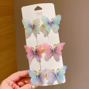 Pince À Cheveux Décorative En Forme De Papillon, 6 Pièces, Embellie En Strass, Épingle À Cheveux De Princesse Pour Fille, Accessoires Pour Cheveux En Forme D'animal-E - Neuf