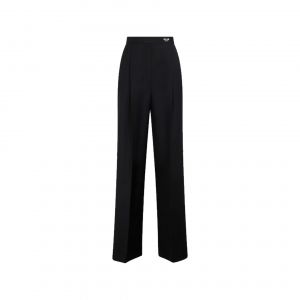 Pantalon En Mélange De Mohair Et De Laine Noir Prada Pour Femme - Neuf