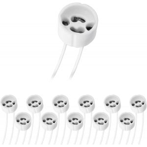 Douille Spot Gu10 Avec Silicon Câble,0-250v 2a Max. 300w,Standard Gu10 Socket Base En Céramique,Adaptateur Connecteur Pour Spot Halogène Et Ampoule Led De Plafond,Lot De 12 - Neuf