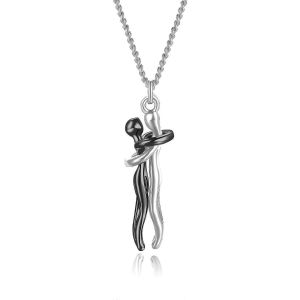 Collier De Couple Câlin S925 Collier De Câlin En Argent Sterling Bijoux Bien-Aimés Pour Lui Et Elle,Cadeau De Saint-Valentin Amoureux -Zhenv - Neuf