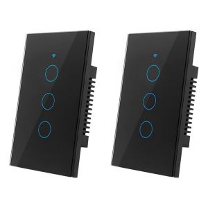 Interrupteur Wi-Fi intelligent 3 voies - Lot de 2, noir - Neuf