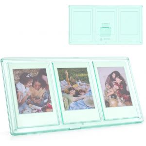 SJZG-Cadre Photo 3 En 1 Avec Trois Ouvertures 2X3 Pouces - Mini Cadre Photo - Affichage Photo Transparent Compatible Avec Le Film Fujifilm/Polaroid Instax - Vert - Neuf