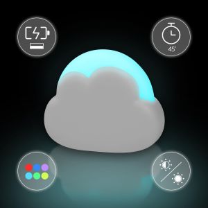 Veilleuse Nuage Led - Avec 6 Couleurs Changeantes Et Minuterie, Lampe De Nuit Portable Rechargeable, Cadeau Fille Naissance B&eacute;b&eacute; Maternit&eacute; (Blanc)[Vei9270961] - Neuf