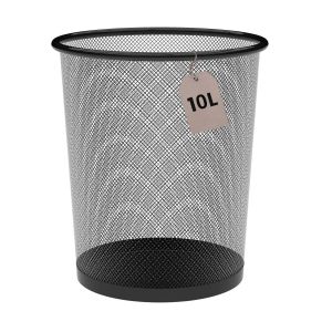 Corbeille &Agrave; Papier M&eacute;tallique 10 Litres Noire &Oslash;23,5 X 27 Cm. Poubelle De Bureau, Poubelle De Recyclage, Poubelle De Cuisine, Poubelle De Salle De Bain, Organisateur De Bureau - Neuf