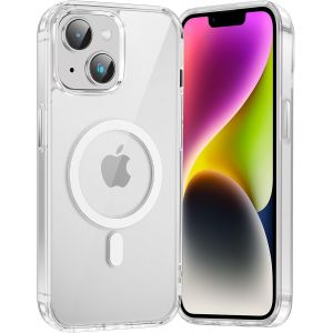 SJZG-Coque Magn&eacute;tique Pour Apple Iphone 14/13,Compatible Avec Magsafe Recharge Sans Fil,Transparent Etui Pc Dur +Tpu Bumper Antichoc Protection Housse Pour Iphone 13/14 6.1"",Transparent - Neuf