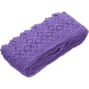 Sjzg-Ruban En Dentelle De Coton Extensible Pour Bricolage, Scrapbooking, V&ecirc;tements, Rideaux, Nappe, Tissu, D&eacute;coration De Mariage, Emballage Cadeau - 7,6 Cm X 4,8 M - Violet - Neuf