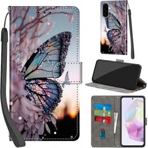 JGD-Coque pour Samsung Galaxy A56 5G Cover [Housse en Cuir PU Premium] [Etui &agrave; Rabat] [Pochette de Portefeuille], &Eacute;tui de Protection pour Samsung A56,Papillon - Neuf