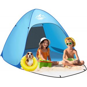 Checarzhn--No1-Tente De Plage, Pop Up Tentes Pour 1 À 3 Personnes / 3 À 4 Personnes, Tente Anti Uv Bébé Upf50+, Automatique Portable Pour Famille Camping Jardin - Neuf