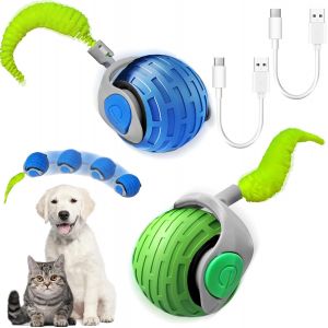 Cmws-Balle Interactive Pour Chat, 2 Balles Rechargeables Pour Chat, Balle À Rouler Électrique Automatique Pour Chien, Jouet Intelligent Rechargeable Avec 2 Modes De Réglage (Bleu + Vert) - Neuf