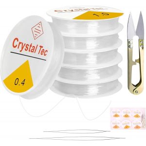 Tianyi-6pcs Fil Elastique Pour Bracelet 0.4mm 0.5mm 0.6mm 0.7mm 0.8mm 1mm Fil Élastique Transparent Solide Fil De Bracelet Avec Aiguille À Perles Fil Nylon Pour Bracelet Perle Collier Bijoux Diy Arti - Neuf
