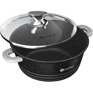 Subzonal-Faitout Induction-Fonte D'aluminium Marmite Induction-Marmite Tous Feux-Faitouts Avec Couvercle En Verre-Antiadh&eacute;sif Fait Tout Tous Feux-Grande Casserole-Tous Les Types De Cuisini&egrave;res (32cm) - Neuf