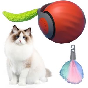 KAL-Jouet Interactif Pour Chat, Jouet À Queue Rapide, Balle Mobile À Roulement Automatique Avec Queue Moelleuse, Balle Interactive Intelligente Rechargeable Pour Chien Et Chat D'Intérieur - Neuf