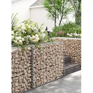 Gabion Pour Pierre, Cage En Métal, Panier À Pierre, Maille 5 X 10 Cm, Galvanisé, Mur, Paterre, Décoration De Jardin, 100 X 80 X 30 Cm, Lot De 4, Argent - Neuf