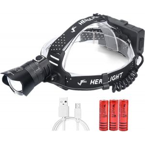 Lampe Frontale À Capteur De Mouvement Xhp99 Lampe Frontale Rechargeable Super Brillante De 20 000 Lumens, Lampe Frontale À Led Zoomable À 3 Modes Haute Puissance Avec Fonction De Banque D'alimentatio - Neuf