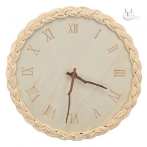 HJLIAN Horloge murale tissee, style simple, silencieuse, ronde, petite, en bois, pour chambre a coucher, cuisine, salle de bain, bureau, ecole - Neuf