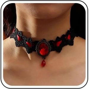Kal-Collier Ras Du Cou En Dentelle Noir Collier Ras Du Cou En Dentelle Vintage Collier En Dentelle Rouge Perle Collier En Dentelle Gothique Collie Bijoux Pour Femmes Et Filles - Neuf