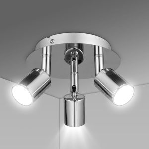 Eryi-Spot De Plafond Gu10, Rond Plafonnier Led, Spots Et Rails De Spots, 3 Spot Orientable/Rotation À 330°, Suspension Luminaire Spot Led, Pour Interieur Cuisine Chambre Salon, Livré Sans Ampoules - Neuf