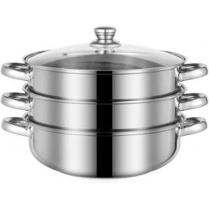 KALANKA-Cuiseur à vapeur en acier inoxydable 18/8 - 30,5 cm - Avec couvercle à 3 niveaux - Pour légumes de cuisson, aliments de mer, soupes, stews et pâtes - Neuf