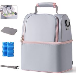 Insulated Bottle Bag,2 Ice Cube Boxes Included,Compatible with 6 Bottles (270 ML),Insulated Backpack,Insulated Meal Bag,Breast Milk Storage,Hot/Fresh Lunch Bag.[X45] - Neuf