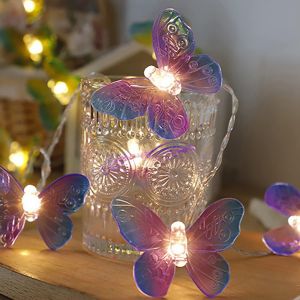 Jgd-Guirlande Lumineuse Papillons 3m 20led Lumi&egrave;res De F&eacute;es Aliment&eacute;es Par Piles,&Eacute;clairage De No&euml;l D&eacute;coration Ambiance Lumineuse Pour F&ecirc;te Jardin Mariage No&euml;l &Eacute;clairage (Violet) - Neuf
