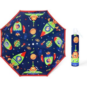 Parapluie Pliant Enfant Anti-Uv, Parapluie Compact L&eacute;ger Automatique Anti-Rebond Avec Bande R&eacute;fl&eacute;chissante, Mini Parapluie De Voyage Pour Bebe, Filles, Gar&ccedil;ons, Licorne Arc-En-Ciel - Neuf