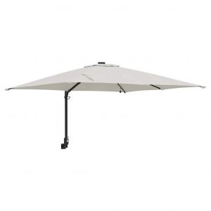 Parasol De Jardin Inclinable 248,5 X 247,5 X 160 Cm Design Moderne Avec &Eacute;clairage Led En Polyester Sable Helloshop26 02_0058650 - Neuf