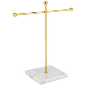 Marble Base T-Shaped Earrings Ring Necklace Watch Jewelry Shelf Jewelry Stand Counter Pendant Jewel Jn - Neuf
